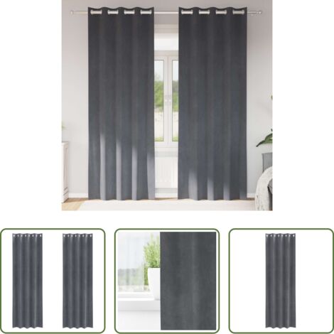 vidaXL Tende per finestre -  Tende oscuranti 2 pcs Grigio chiaro 140 x 225 cm Velluto