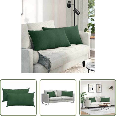 vidaXL Cuscini per soggiorno - Cuscini da Divano 2 pcs Verde Scuro 80 x 40 cm Tessuto in Cords