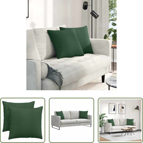 vidaXL Cuscini con copertura rimovibile - Cuscini da Divano 2 pcs Verde Scuro 45 x 45 cm Tessuto in Cords
