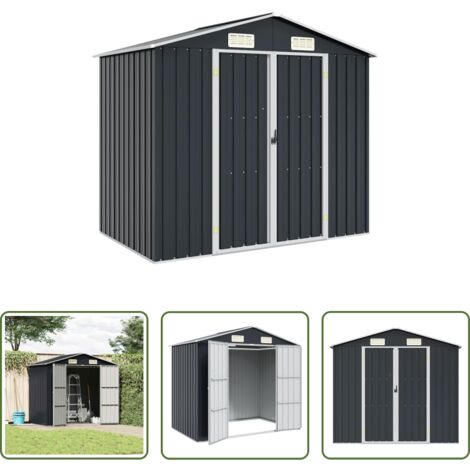 vidaXL Protezione da intemperie -  Capanno da Giardino Antracite 205x129x183 cm in Acciaio Zincato