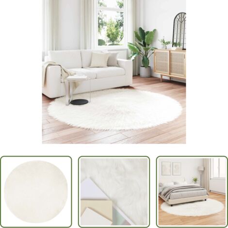 vidaXL Tappeto caldo -  Tappeto Pecora Tafalla Bianco Ø 200 cm Poliestere