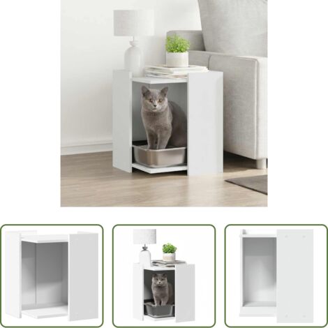 vidaXL Cuccia per gatti -  Recinto per Lettiera per Gatti Bianco 80x50x45 cm in Truciolato