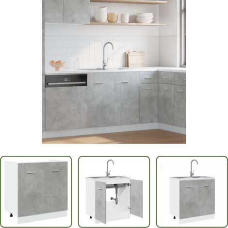 vidaXL Armadio grigio cemento - Armadio per Lavabo “Lyon” Grigio Cemento 80x46x81,5 cm in