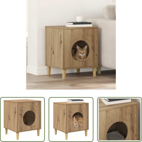 vidaXL Casa per gatti moderna -  Casa per Gatti Rovere Artigianale 42,5 x 40 x 53 cm