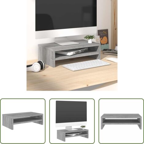 vidaXL Stand in legno - Supporto per Monitor Grigio Sonoma 42x24x13cm Legno Multistrato
