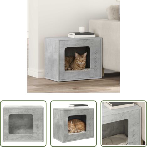 vidaXL Casa per gatti moderna -  Casa per Gatti Calcestruzzo 51 x 30 x 42,5 cm Legno multistrato