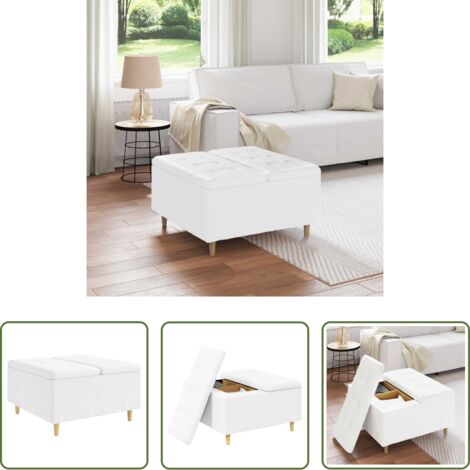 vidaXL Scomparto nascosto - Pouf contenitore Bianco 80 x 80 x 45 cm Pelle sintetica