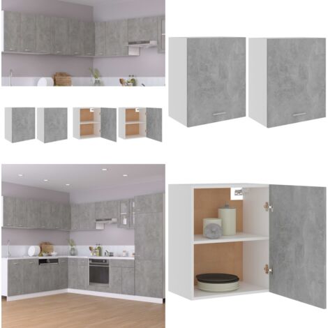 Armadi Sospesi “Lyon” 2 pz Grigo Cemento 50x31x60 cm in - Armadi da cucina - Armadi in legno