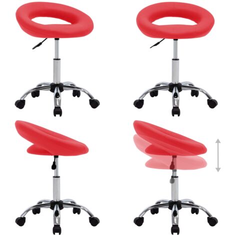 Sedia da Lavoro con Ruote Rossa in Similpelle - Sedia da lavoro con ruote rosse - Sedia da lavoro con ruote in similpelle