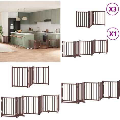 Cancello Cani Porta Pieghevole Marrone 15 Pannelli 750cm Pioppo - Cancello per animali domestici - Cancello pieghevole