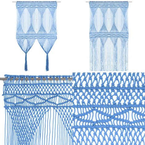 Tenda Macramè Blu 140x240 cm in Cotone - Tenda per finestra - Tenda per porta