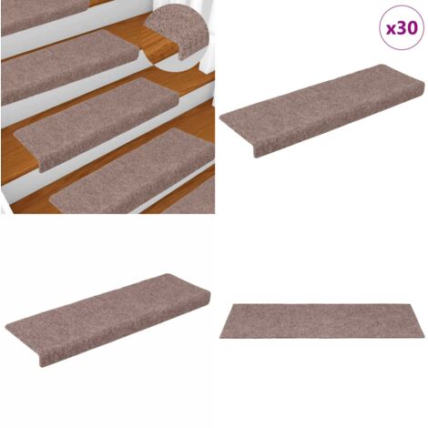 Tappetini per scale autoadesivi 30 pz 65x21x4 cm Marrone Chiaro Bordo rettangolare - Tappeti autoadesivi - Tappeti antiscivolo