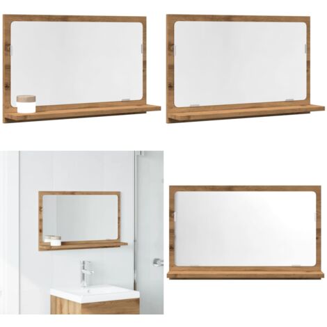Mobile Bagno Specchio Rovere Artigianale 60x11x37 cm Truciolato - Armadietto da bagno - Armadietto con specchio