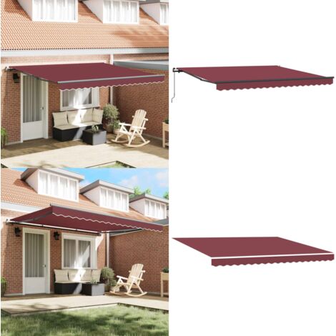Tenda da Sole Retrattile Manuale Bordò 400x300 cm - Tenda retrattile - Protezione dal sole