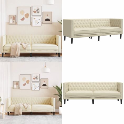 Divano Chesterfield a 3 Posti Crema in Similpelle - Divano a 3 posti - Divano in similpelle