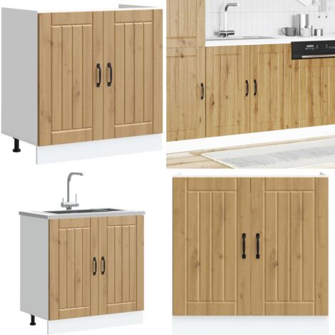 Mobile Base Lavello Lucca Rovere Artigianale Legno Multistrato - Armadietto lavello - Armadio lavello