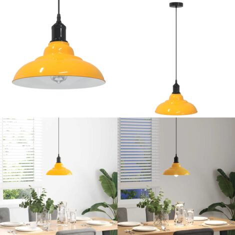 Lampada Sospensione Regolabile E27 Giallo Lucido Ø31 cm Metallo - Illuminazione - Design vintage