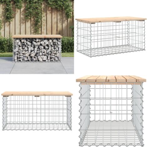 Panca Giardino Design Gabbione 83x44x42 cm Legno Massello Pino - Panca da esterno - Panca in legno
