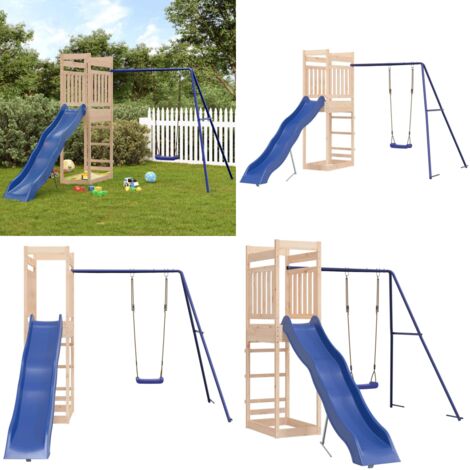 Set da Gioco da Esterno in Legno Massello di Pino - Parco giochi in legno - Scivolo per bambini