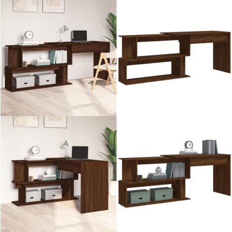 Scrivania Angolare Rovere Marrone 200x50x76cm Legno Multistrato - Scrivania da ufficio - Scrivania in legno