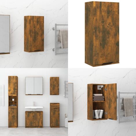 Mobile da Bagno a Parete Rovere Fumo 32x20x67 cm - Armadio da bagno - Armadio da parete