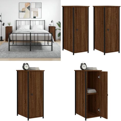 Comodini Rovere Marrone 2 pz 32x42x80 cm in Legno Multistrato - Comodino marrone - Comodino in legno multistrato