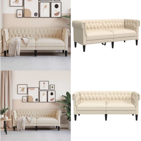 Divano Chesterfield a 2 Posti in Lino - Divano a 2 posti - Divano in lino
