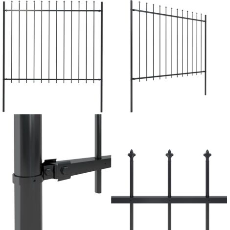 Recinzione da Giardino con Punta a Lancia in Acciaio 181x150 cm Nero - Recinzione in acciaio - Recinzione decorativa