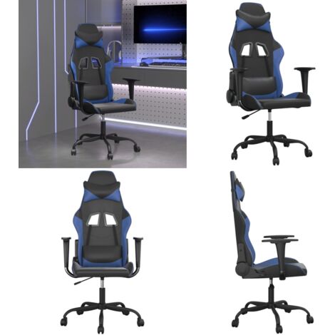 Sedia da Gaming Massaggiante Nero e Blu in Similpelle - Massaggiante - Similpelle
