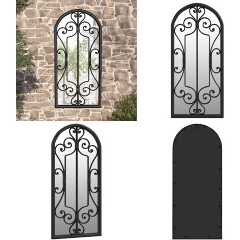 Specchio da Giardino Nero 100x45 cm in Ferro per Uso Esterno - Specchio in ferro - Specchio esterno