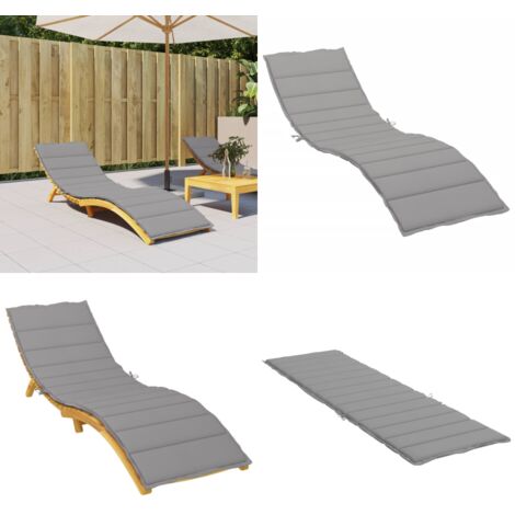 Cuscino per Lettino Grigio 200x60x3 cm in Tessuto Oxford - Cuscino da giardino - Cuscino da patio