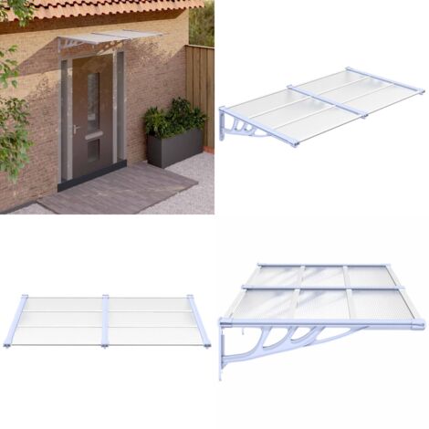 Tettoia per Porta Grigio e Trasparente 152,5x90cm Policarbonato - Protezione porta - Tettoia in policarbonato