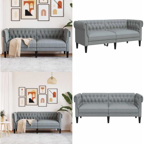 Divano Chesterfield a 2 Posti Grigio Chiaro in Tessuto - Divano a 2 posti - Divano in tessuto