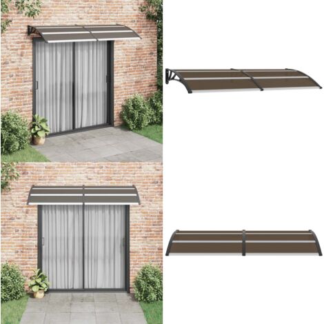 Pensilina per Porta Nera 240x100 cm in PC - Protezione da pioggia - Tettoia per porte