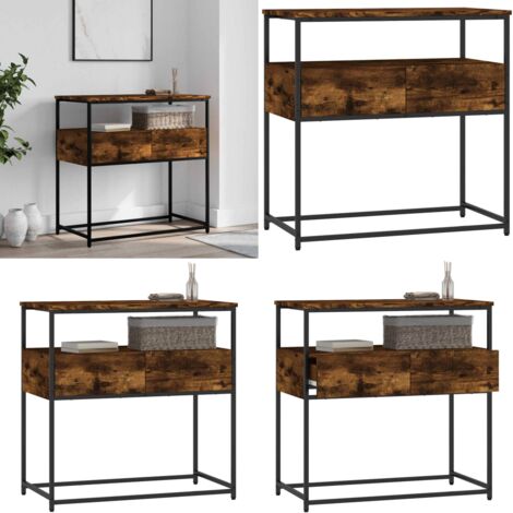 Tavolino Consolle Rovere Fumo 75x40x75 cm in Legno Multistrato - Tavolo da ingresso - Tavolo da soggiorno