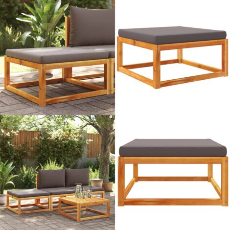 Poggiapiedi Giardino con Cuscino 65x65x29 Legno Massello Acacia - Cuscino poggiapiedi - Mobili da esterno