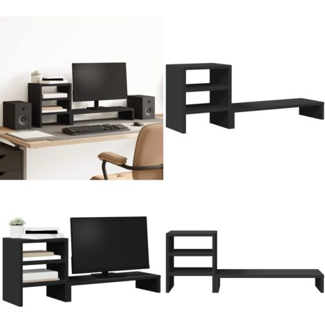 Supporto Monitor con Organizzatore Nero in Truciolato - Organizzatore scrivania - Monitor supporto