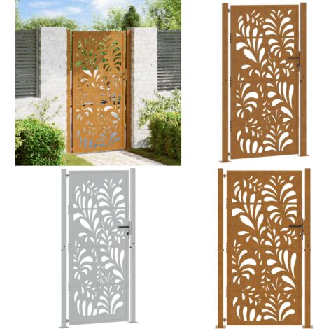 Cancello da giardino 100x200 cm in acciaio corten design ondulato - Acciaio corten - Cancello in acciaio
