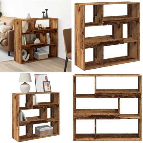 Divisorio Legno Antico 100x33x94,5 cm in Truciolato - Divisore per ambienti - Libreria in truciolato