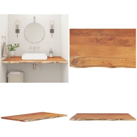 Piano Bagno 110x60x2,5 cm Rettangolare Legno Massello di Acacia - Piano in acacia - Ripiano in legno