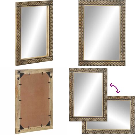 Specchio da Bagno 50x70 cm in Legno Massello di Mango e Vetro - Specchio da trucco - Specchio in vetro