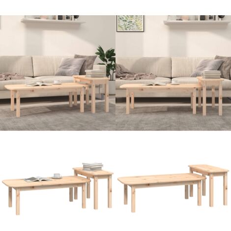 Set Tavolini da Salotto 2 pz in Legno Massello di Pino - Tavoli in legno - Design salvaspazio