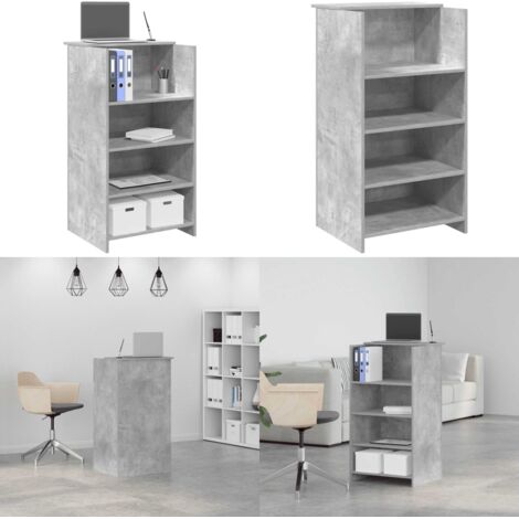 Banco Reception Grigio Cemento 55x50x103,5 cm Legno Multistrato - Bancone reception - Archiviazione