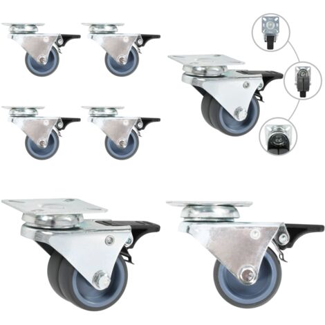 Ruote Girevoli Gemellate con Doppio Freno 4 pz 50 mm - Ruote gemellate - Doppio freno