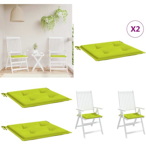 Cuscini per Sedia 2 pz Verde Brillante 50x50x4cm Tessuto Oxford - Cuscini da giardino - Cuscini per patio