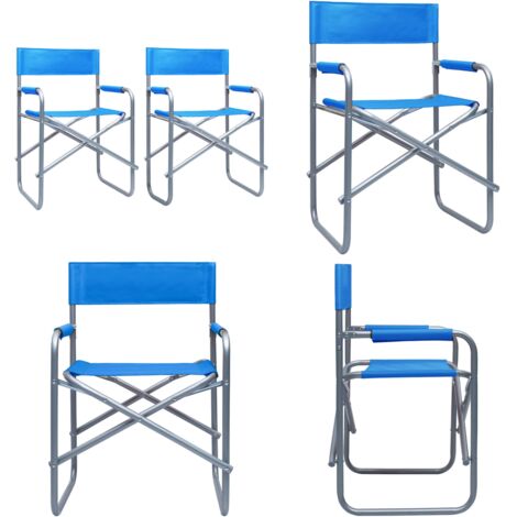 Sedie da Regista 2 pz in Acciaio Blu - Seduta esterna - Seduta pieghevole