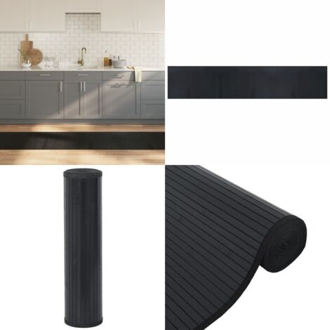 Tappeto Rettangolare Nero 60x300 cm in Bambù - Tappeto nero - Tappeto rettangolare