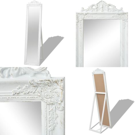 Specchio Autoportante Stile Barocco 160x40 cm Bianco - Specchio Autoportante - Specchio in Legno