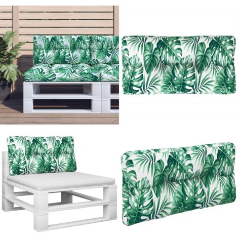 Cuscino per Pallet con Motivo a Foglie 70x40x12 cm in Tessuto - Cuscino da giardino - Cuscino per patio
