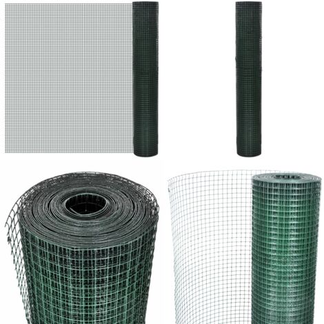 Recinto Pollaio in Rete Zincato Rivestimento PVC 10x1 m Verde - Recinto per polli - Gabbia per polli
